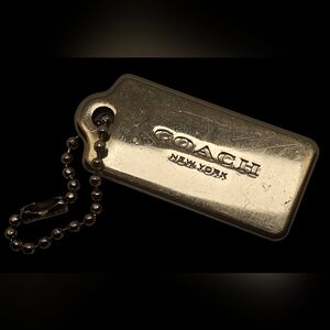 COACH 2" Silver Metal Key Fob Bag Charm Hang Tag